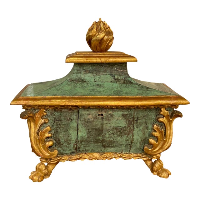 19th Century Italian Baroque Style Painted and Parcel Gilt Reliquary For Sale