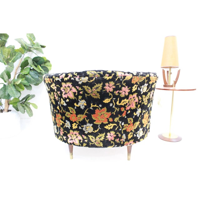 Black Mid Century Modern Round Chair Milo Baughman Style For Sale - Image 8 of 13