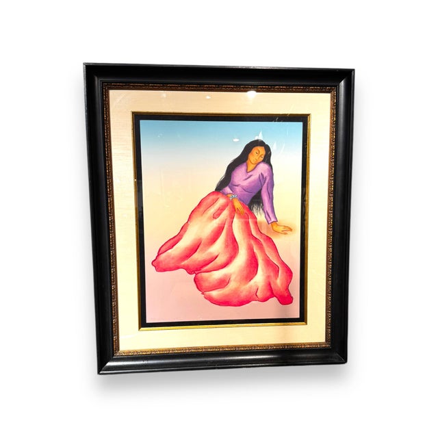Add a rare and captivating work by acclaimed artist R.C. Gorman to your collection with "Blue Gem". This framed, signed...