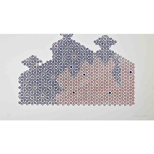 Circles is a beautiful colored serigraph realized by Mario Padovan in 1977. Hand-signed in pencil on the lower right....