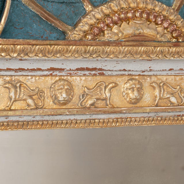 19th Century Swedish Gold Gilt Trumeau Mirror With Griffins and Lion Heads For Sale - Image 6 of 12