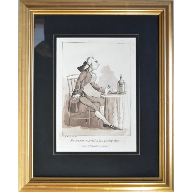 Two genuine 18th century aquatint prints on laid paper, originating from a book with the long title: "Elements of Baccus;...