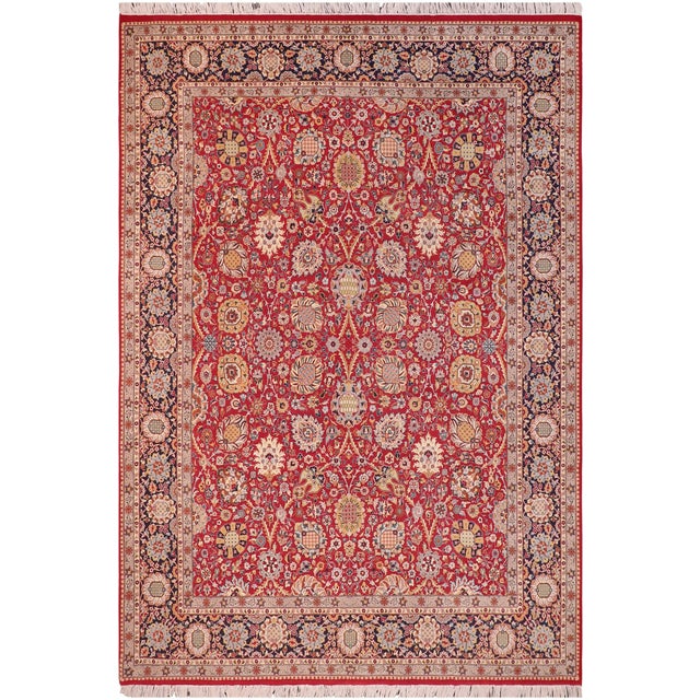 Shabby Chic 1990's Pak-Persian Tam Red/Blue Wool Rug - 8'0'' X 10'3'' For Sale - Image 9 of 9