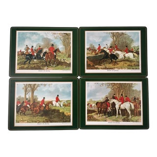 1960s English Fox Hunting Cork Backed Placemats by Pimpernel - Set of 4 For Sale