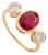 2.83 Ct Mozambique Oval Ruby & Diamond Three Stone Ring in 14k Yellow Gold Size 6.5 For Sale