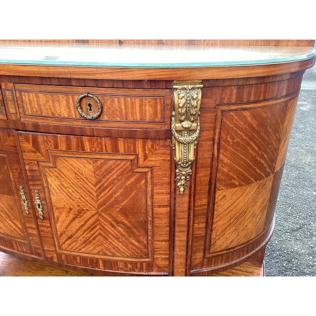 Wood Louis XVI-style French Satinwood Sideboard W/ Oval Mirror For Sale - Image 7 of 9