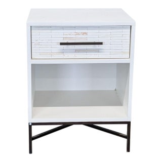 West Elm Wood Tiled Nightstand For Sale