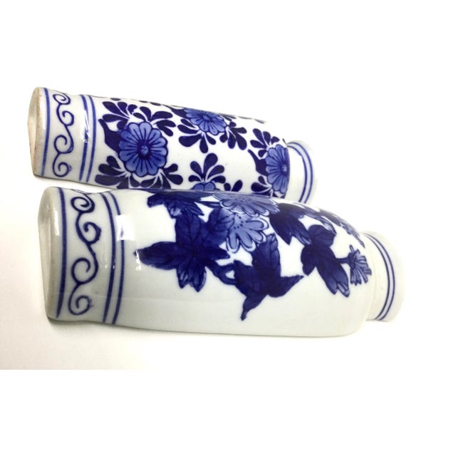 Blue Vintage Cobalt Blue Chinese Half Vase Wall Scones For Sale - Image 8 of 13