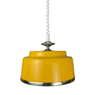 Mid-Century Modern Yellow Pull Down Kitchen Hanging Lamp, 1970s For Sale