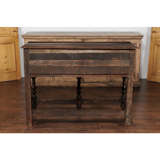 English 1870s Oak Dresser Base with Carved Geometric Front and Two Drawers For Sale - Image 11 of 12