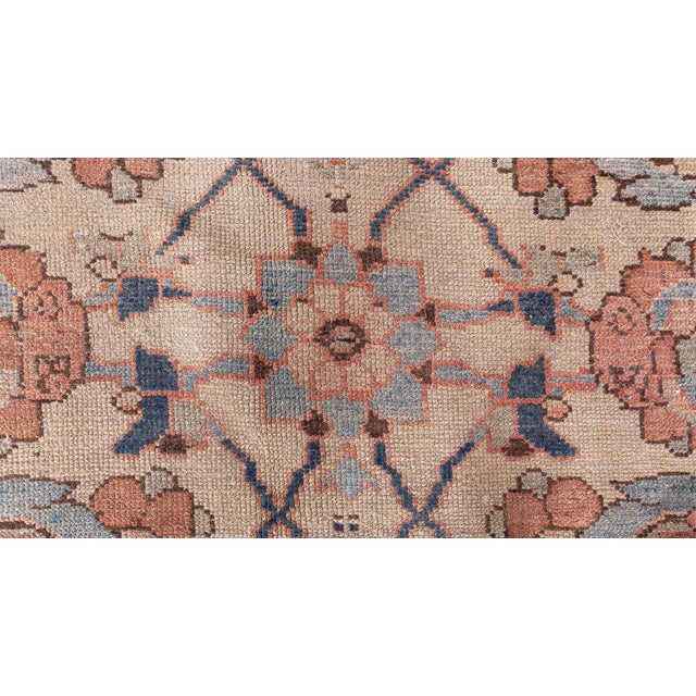Textile Neutral Beige Soft Blues and Pinks 1920s Persian Malayer Rug For Sale - Image 7 of 7