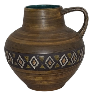 German Ceramic Jug Vase with Handle from Jasba, 1970s