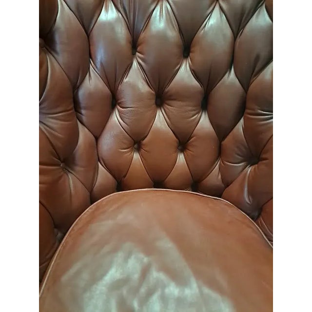 Early 21st Century Lilian August Leather English Tufted Writers Chair For Sale - Image 5 of 8