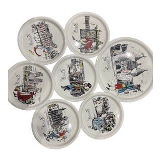 17th Century Set of 6 Salins France Quiche Lorraine 9 1/4” Plate Nancy Metz Toul Epinal (#Pa) For Sale