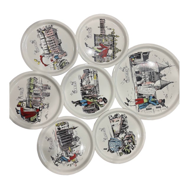 17th Century Set of 6 Salins France Quiche Lorraine 9 1/4” Plate Nancy Metz Toul Epinal (#Pa) For Sale