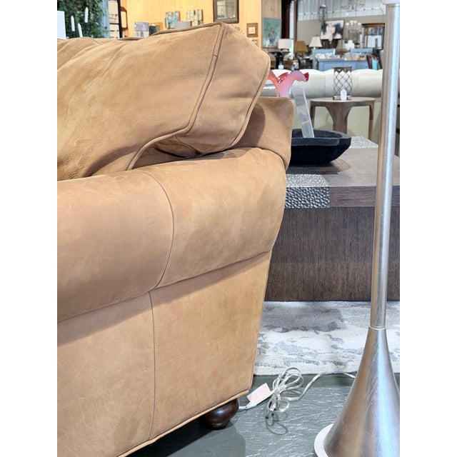 Early 21st Century Restoration Hardware Lancaster Luxe Extra-Deep Tan Leather Three-Seat Sofa For Sale - Image 5 of 11