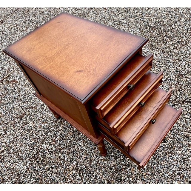 Wood Side Table With Storage of Four Folding Serving Tray Stands Solid Birchwood For Sale - Image 7 of 13