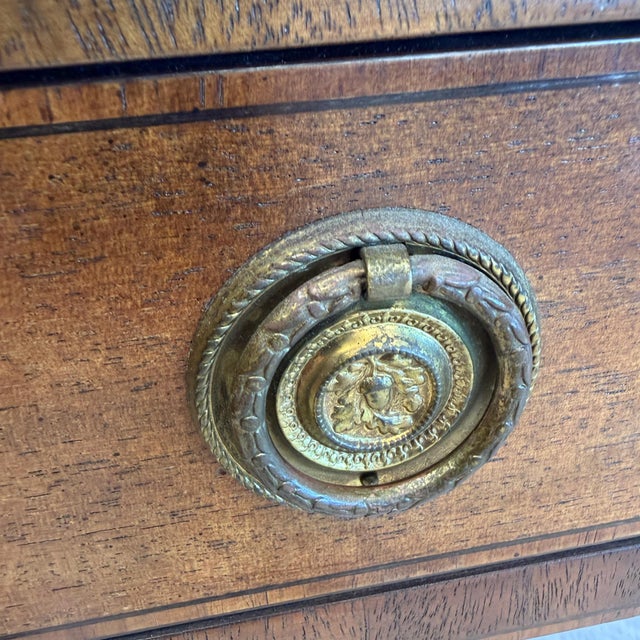 Vintage Baker Furniture Mahogany Tooled Leather Partners Desk English Regency For Sale - Image 11 of 18