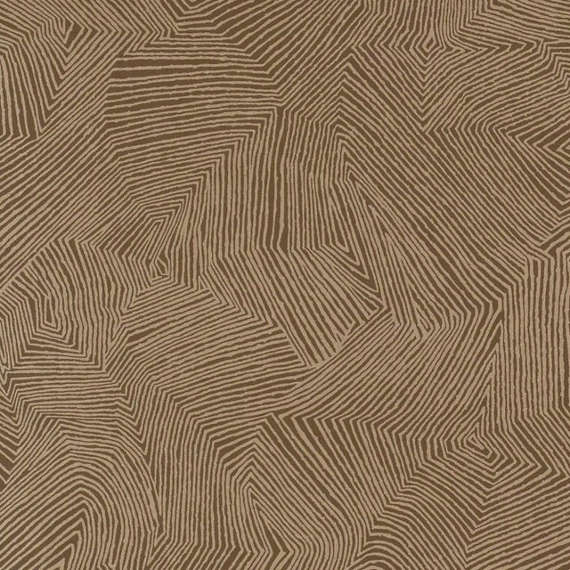 Sample - Schumacher Labyrinth Metallic Wallpaper in Espresso For Sale