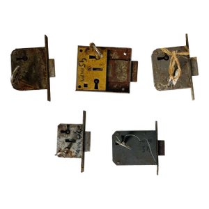 5 Pairs of Vintage Furniture Locks With Keys Art Deco
