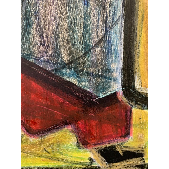Paper Oil Pastel and Gouache Painting, Figurative, Circa 1950s, 14x17 Nyc Artist For Sale - Image 7 of 8