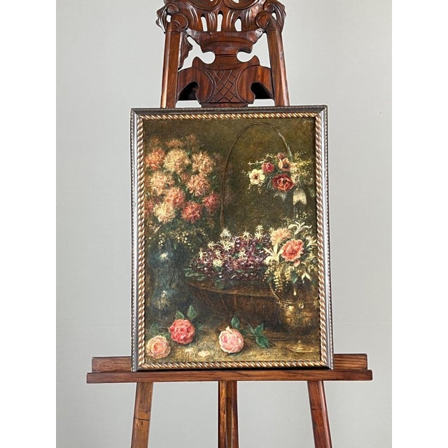 Angelo Zoffoli, Pair of Still Lifes with Flowers, 1800s, Oil on Canvas For Sale - Image 12 of 13