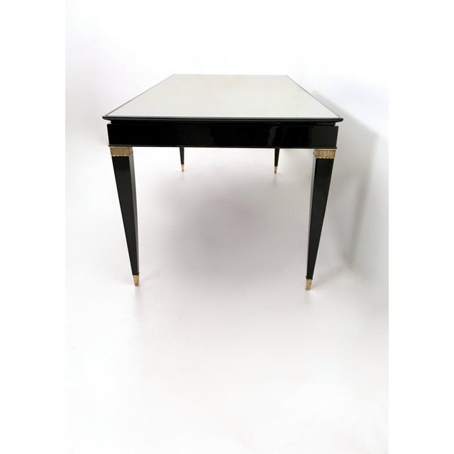 1950s Lacquered Beech Dining Table in the style of Paolo Buffa with Taupe Glass Top by Paolo Buffa, 1950s For Sale - Image 5 of 12