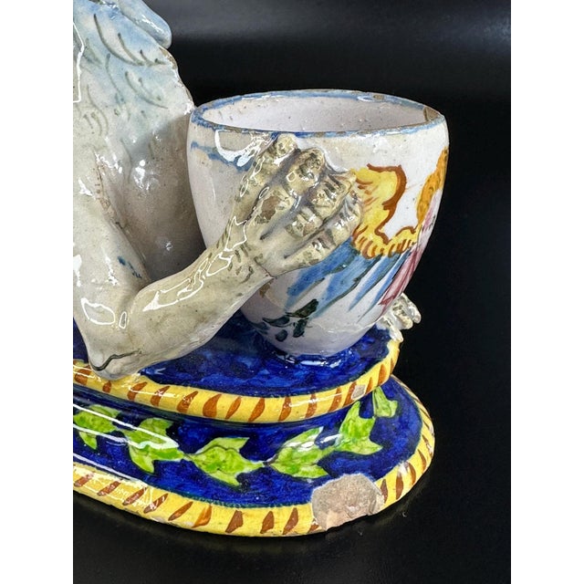 Ceramic Antique Italian Majolica Dragon Stand, 1890s For Sale - Image 7 of 11