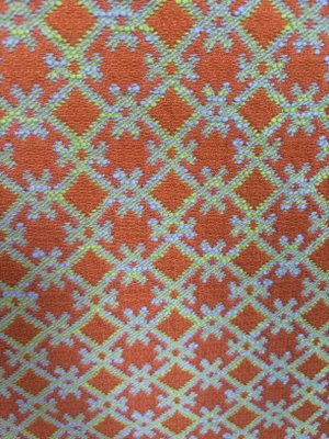 9 3/4 Yards of Orange, Green and Periwinkle Fabric