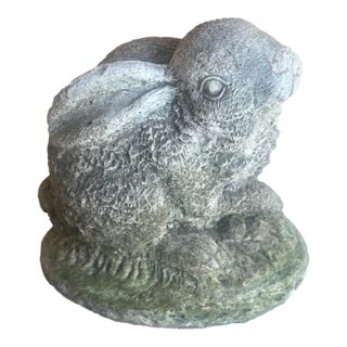 Vintage Bunny Garden Statue With Moss For Sale