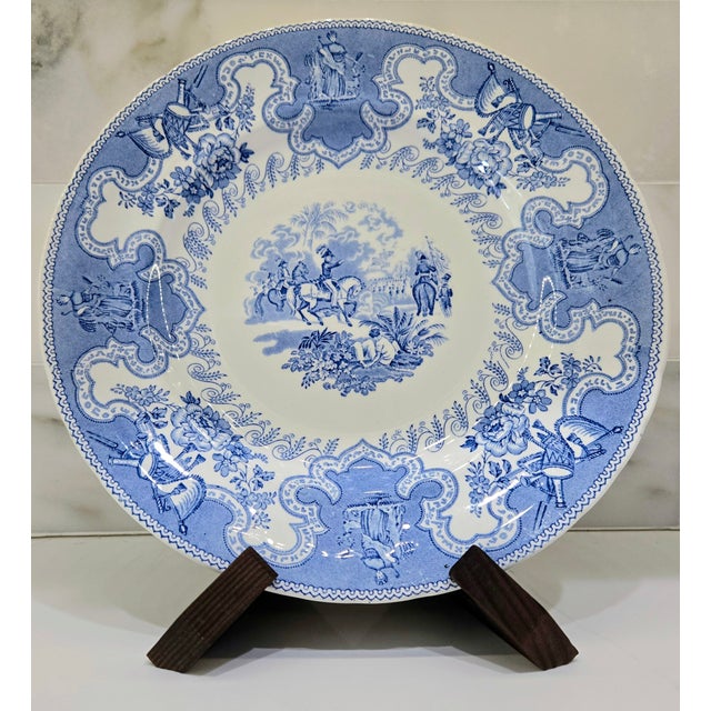 Striking Texian Campaigne transferware plate in Staffordshire blue, an authorized Mottahedeh reproduction for the Dallas...