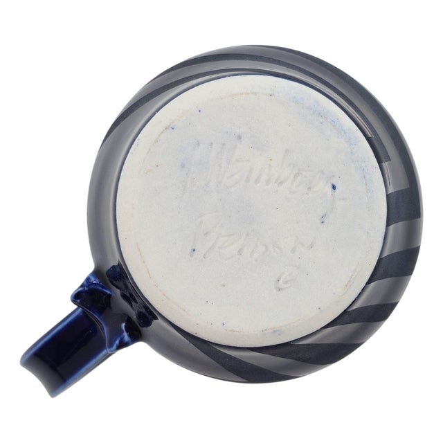 Late 20th Century Marianne Weinberg Benson Studio Pottery Cobalt Blue Abstract Mugs & Box For Sale - Image 12 of 15