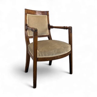 Upholstered Wood Consulate Armchair For Sale