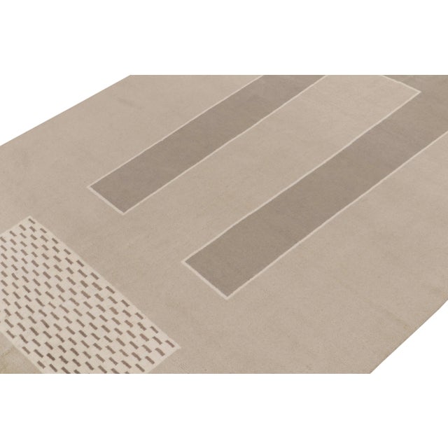 2010s Rug & Kilim’s Art Deco Style Rug in Beige and Gray Geometric Patterns For Sale - Image 5 of 6