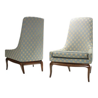 1970s Mid-Century High Back Lounge Chairs - a Pair For Sale