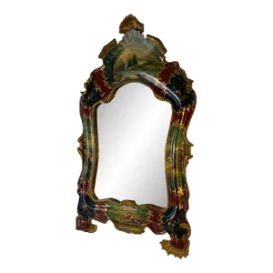 1960s Venetian Hand Painted Scenic Mirror