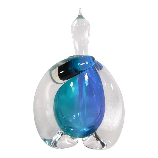 Buzz Blogdett Blue and Teal Art Glass Perfume Bottle For Sale