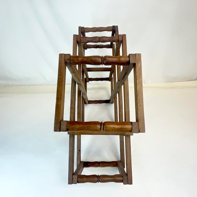 Brown 1970s Vintage Boho Chic Arts & Crafts Wood Wine Rack - 10 Bottle. For Sale - Image 8 of 11