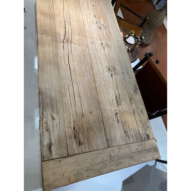 Wood French Bleached Farm Table For Sale - Image 7 of 9