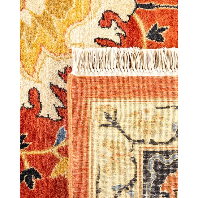 2000 - 2009 Mogul, One-of-a-Kind Hand-Knotted Area Rug in Orange, 9' 2" x 12' 5" For Sale - Image 5 of 8