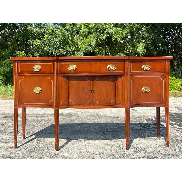 Hepplewhite Late 20th Century Vintage Regency Baker Hepplewhite Mahogany Sideboard For Sale - Image 3 of 12
