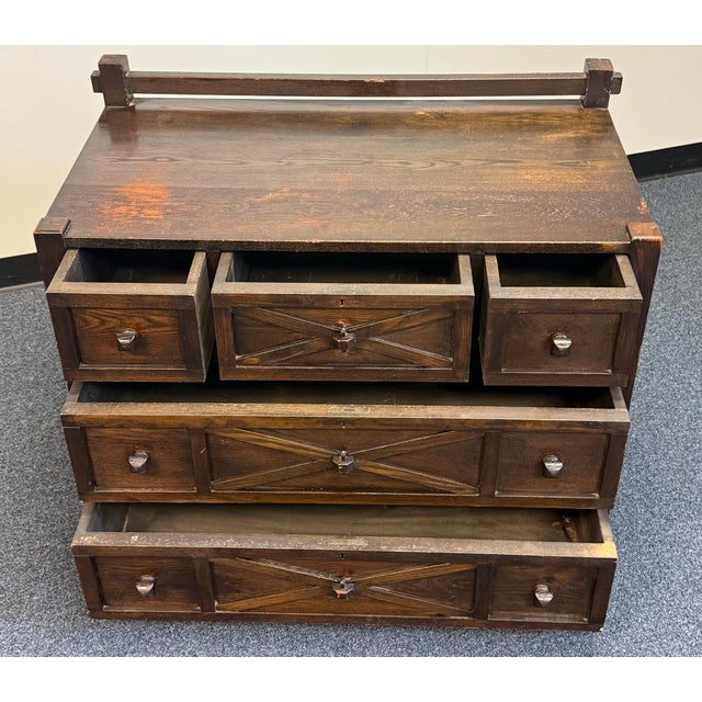 Early 20th Century Solid Oak Mission Style Chest For Sale - Image 4 of 10