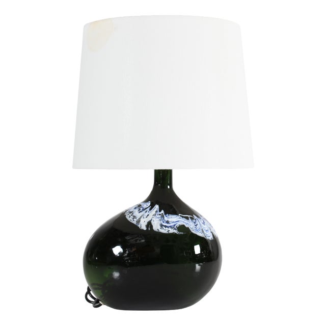 Modern Danish Dark Green Sculptural Table Lamp by Michael Bang for Holmegaard, 1970s For Sale