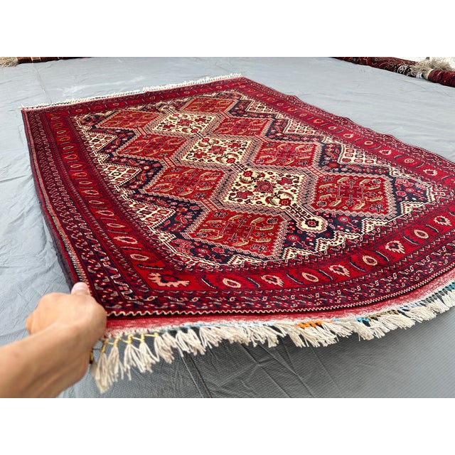 Textile Fine Afghan Khal Mohammadi Biljik Wool Medallion Rug - 6'9" X 4'10" For Sale - Image 7 of 12