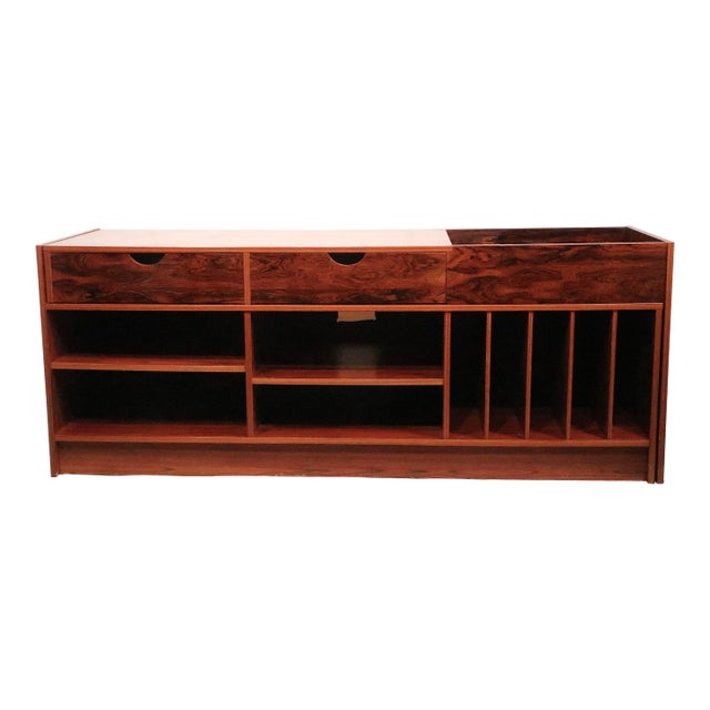 Mid Century Danish Modern Stereo Record Cabinet Rosewood C. 1960/70's For Sale