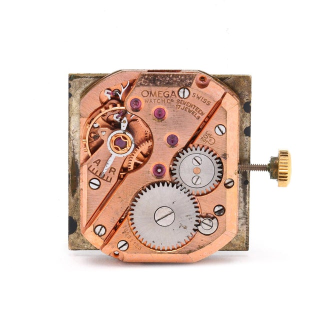 Mid 20th Century Vintage Omega N6607 18k Gold Square Manual Black Dial Florentine Watch For Sale - Image 5 of 7