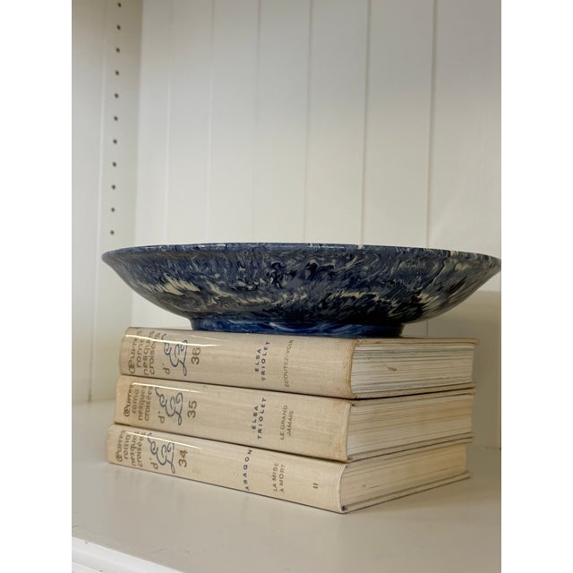 Signed Christine Jouval Blue Aptware Serving Bowl For Sale - Image 9 of 14