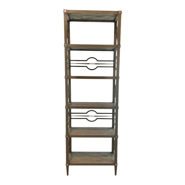 Ambella Home Modern Gray Wood Spindle Etagere For Sale