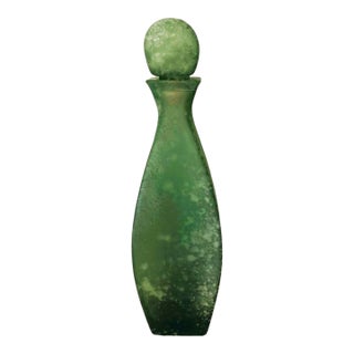 Vintage Mid-Century Modern Green Aventurine Stone Decanter With Spherical Stopper For Sale