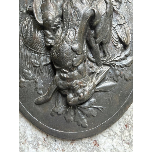 Late 20th Century Stunning Black Forest French Cast Iron Hunt Trophy Plaque 17 1/4" X 12 3/4" For Sale - Image 5 of 9